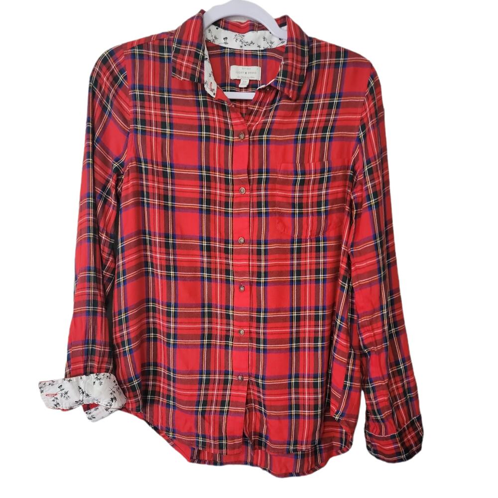Lucky Brand Small Red Plaid‎ Flannel Button Up